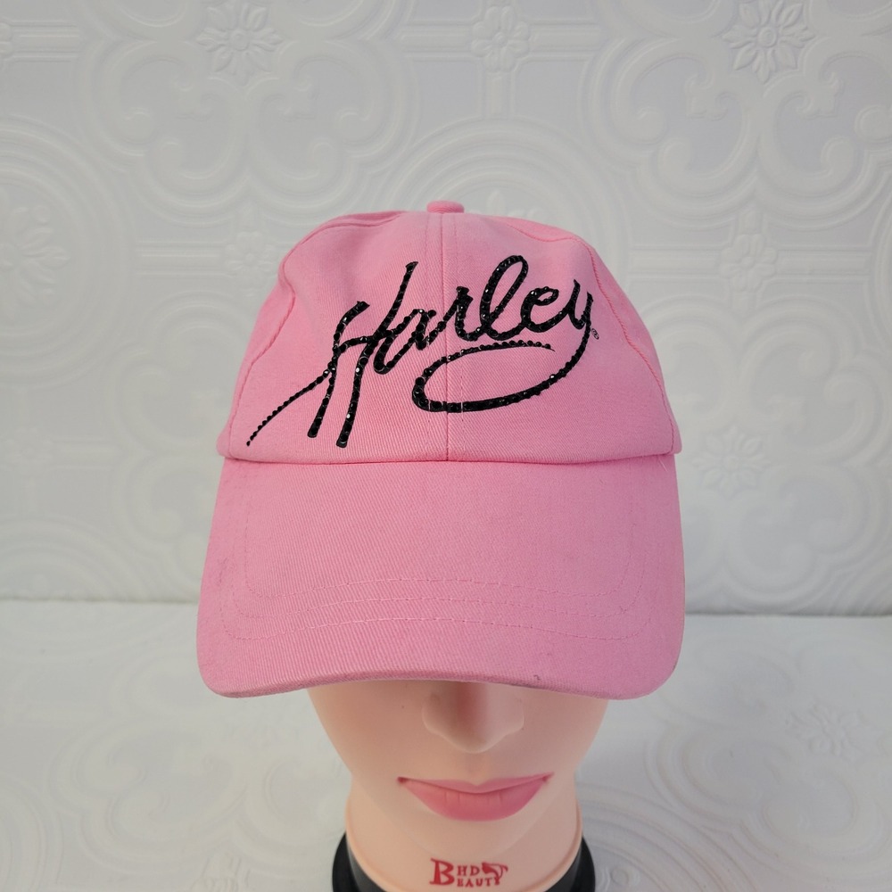 Harley‎ Davidson Womens Hat Pink Baseball Cap Rhinestone Logo Adjustable Strap